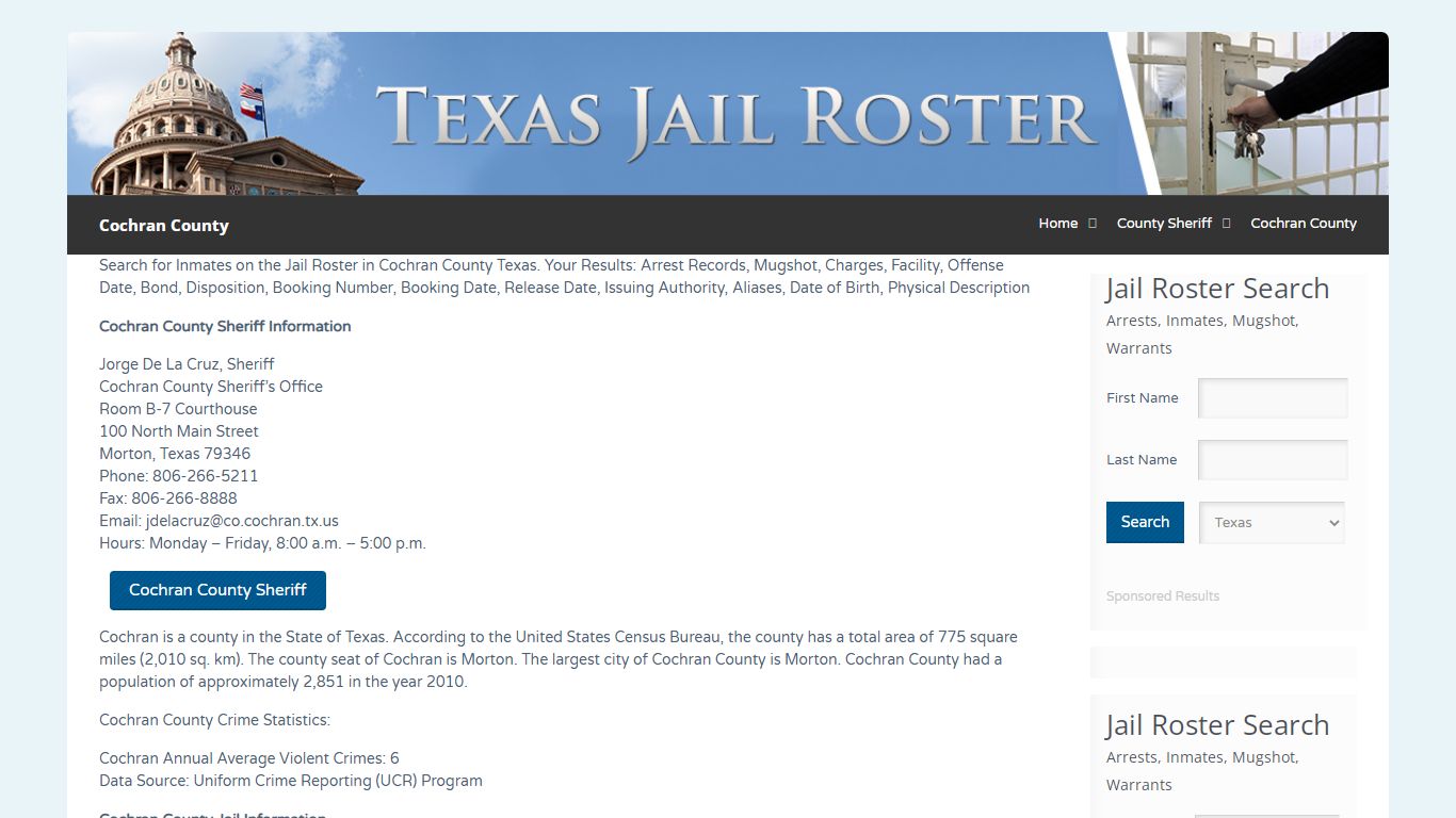 Cochran County | Jail Roster Search