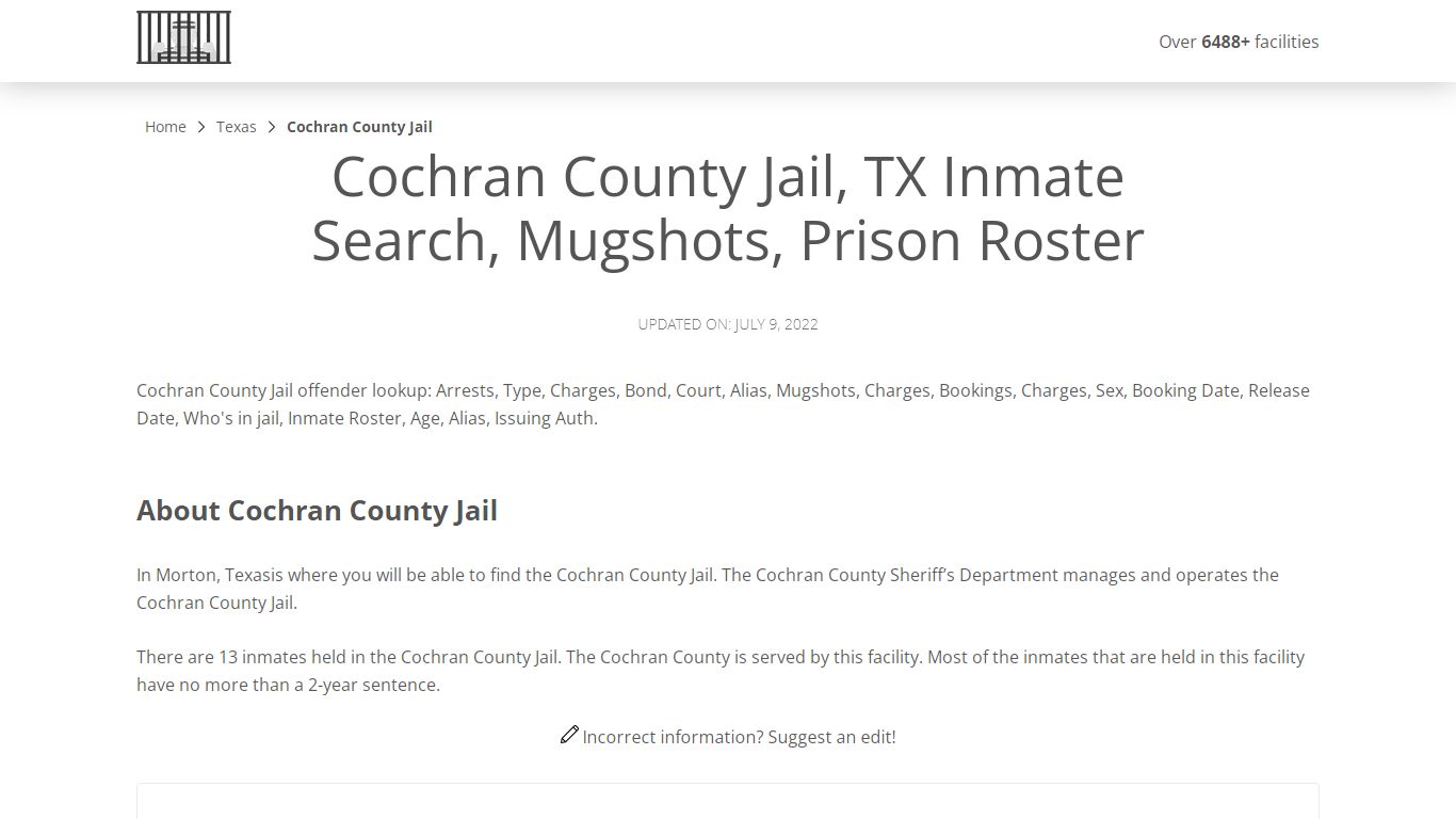 Cochran County Jail, TX Inmate Search, Mugshots, Prison Roster