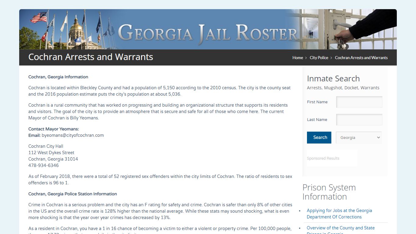 Cochran Arrests and Warrants | Georgia Jail Inmate Search